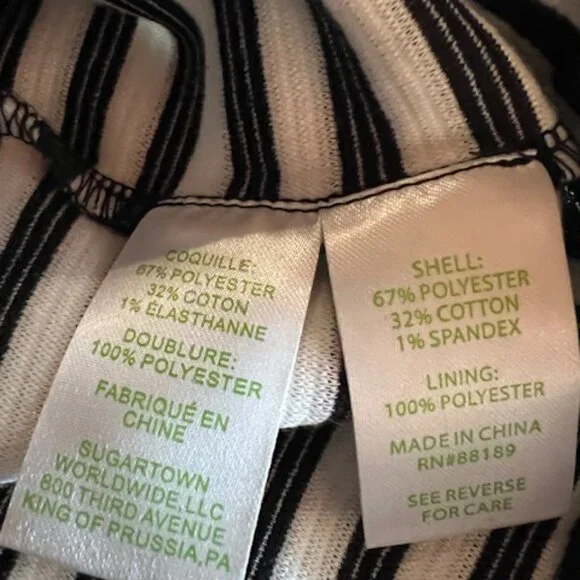 Lilly Pulitzer Alden Black and White Striped Bell Sleeve Dress Gold Button XS - Picture 6 of 6